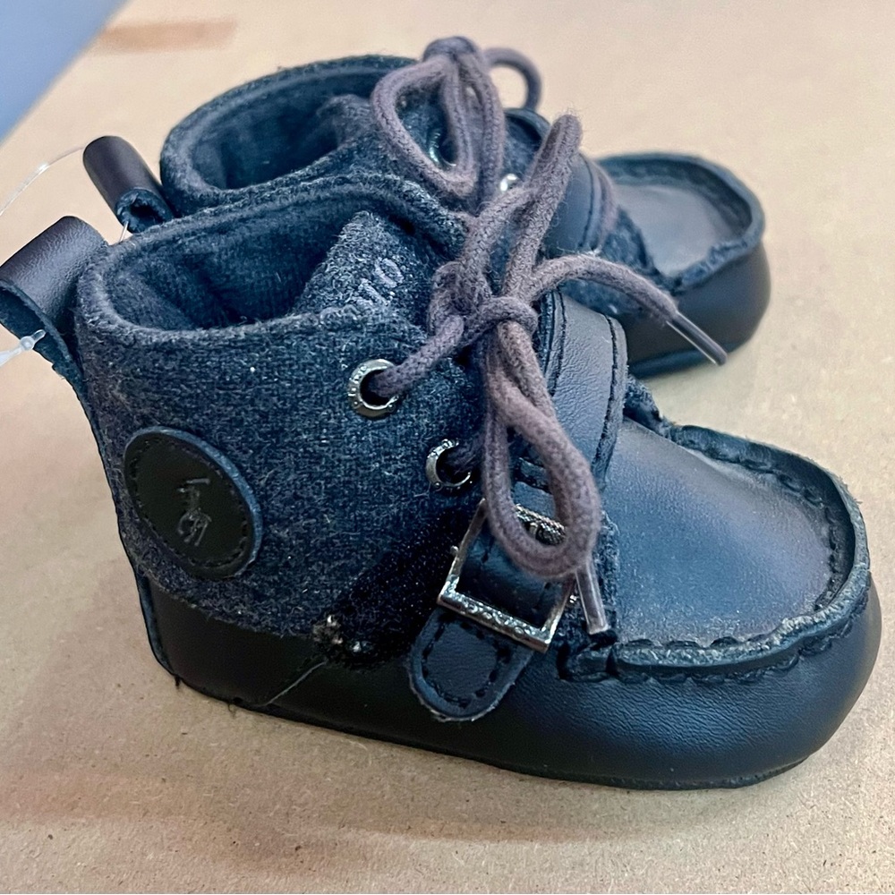 Black Baby Walker Shoes with Adjustable Strap and Moccasin Style